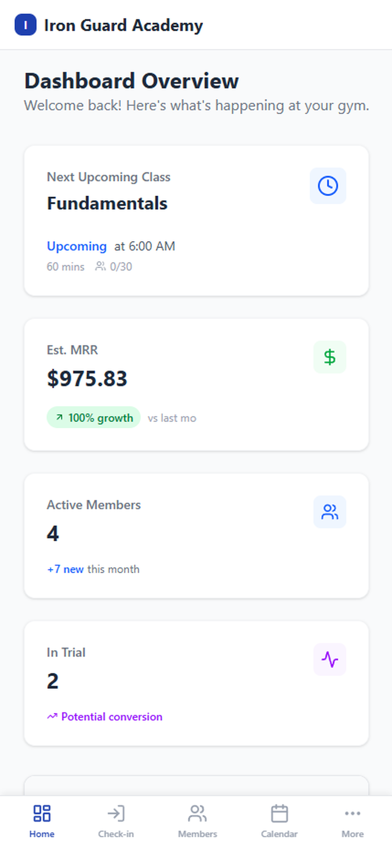 StudioDash admin dashboard